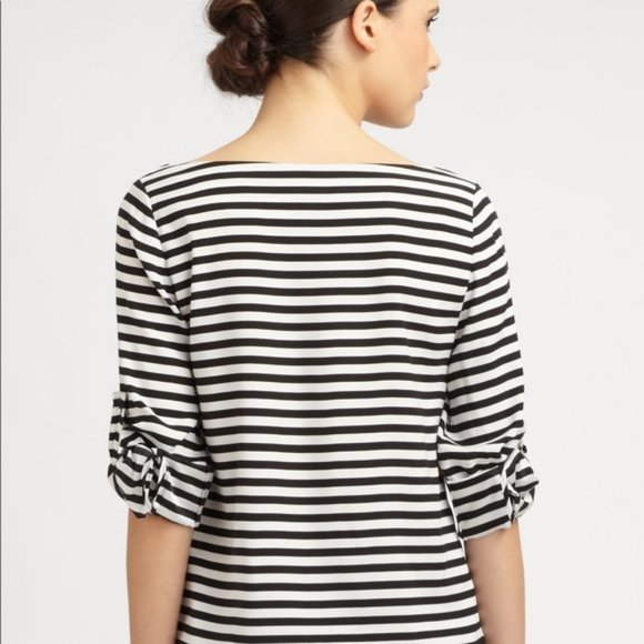 Alice + Olivia | Boatneck Stripe Silk Blend Size M - Picture 1 of 7